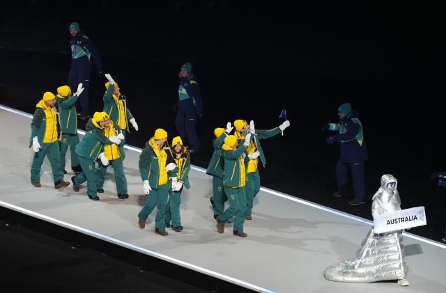 (260207) -- MILAN, Feb. 7, 2026 (Xinhua) -- The delegation of Australia parades into the San Siro Olympic Stadium during the opening ceremony of the Milan-Cortina 2026 Olympic Winter Games in Milan, Italy, Feb. 6, 2026. (Xinhua/Xue Yuge)