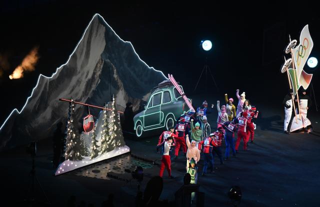 (260207) -- MILAN, Feb. 7, 2026 (Xinhua) -- Artists perform during the opening ceremony of the Milan-Cortina 2026 Olympic Winter Games at the San Siro Olympic Stadium in Milan, Italy, Feb. 6, 2026. (Xinhua/Cheng Min)