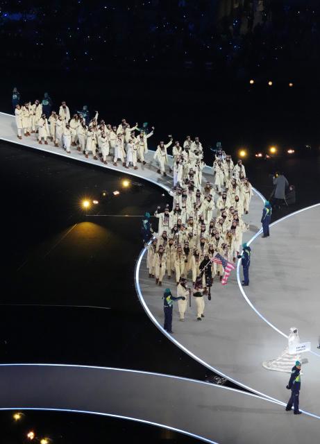 (260207) -- MILAN, Feb. 7, 2026 (Xinhua) -- The delegation of the United States parades into the San Siro Olympic Stadium during the opening ceremony of the Milan-Cortina 2026 Olympic Winter Games in Milan, Italy, Feb. 6, 2026. (Xinhua/Lai Xiangdong)