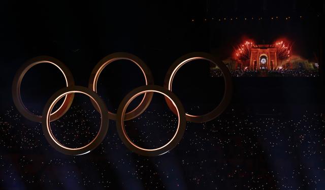 (260207) -- MILAN, Feb. 7, 2026 (Xinhua) -- This photo taken on Feb. 6, 2026 shows the Olympic rings at the opening ceremony of the Milan-Cortina 2026 Olympic Winter Games at the San Siro Olympic Stadium in Milan, Italy. (Xinhua/Wang Kaiyan)