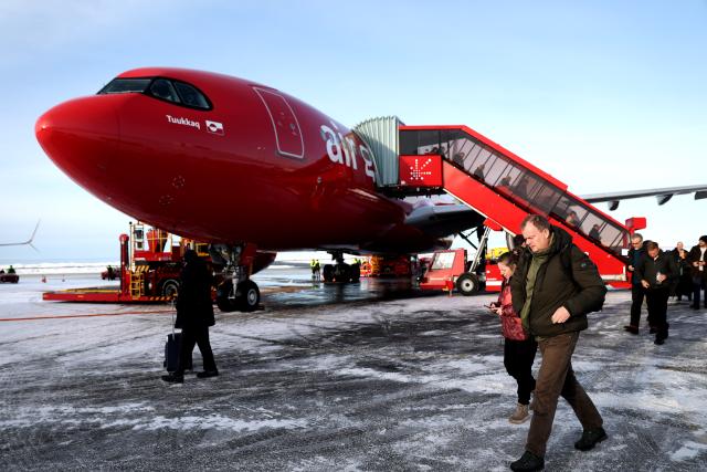 (260207) -- NUUK, Feb. 7, 2026 (Xinhua) -- People arrive by plane in Nuuk, Greenland, an autonomous territory of Denmark, Feb. 6, 2026. (Xinhua/Li Ying)
