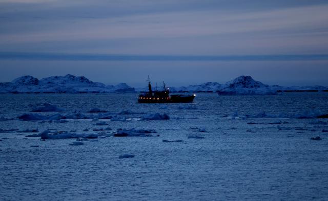 (260207) -- NUUK, Feb. 7, 2026 (Xinhua) -- A ship sails on the sea near Nuuk, Greenland, an autonomous territory of Denmark, Feb. 6, 2026. (Xinhua/Li Ying)