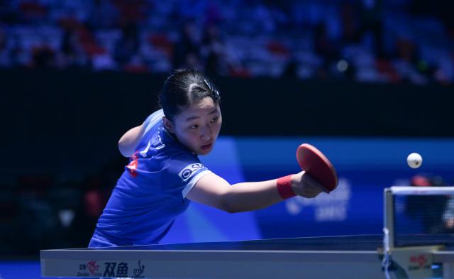 (260207) -- HAIKOU, Feb. 7, 2026 (Xinhua) -- Harimoto Miwa hits a return during the women's singles round of 16 match between Harimoto Miwa of Japan and Yeh Yi-Tian of Chinese Taipei at the ITTF-ATTU Asian Cup Haikou 2026 table tennis tournament in Haikou, south China's Hainan Province, Feb. 7, 2026. (Xinhua/Yang Guanyu)