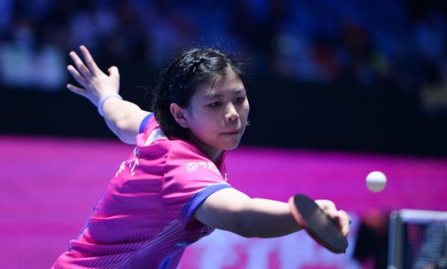 (260207) -- HAIKOU, Feb. 7, 2026 (Xinhua) -- Yeh Yi-Tian hits a return during the women's singles round of 16 match between Harimoto Miwa of Japan and Yeh Yi-Tian of Chinese Taipei at the ITTF-ATTU Asian Cup Haikou 2026 table tennis tournament in Haikou, south China's Hainan Province, Feb. 7, 2026. (Xinhua/Yang Guanyu)