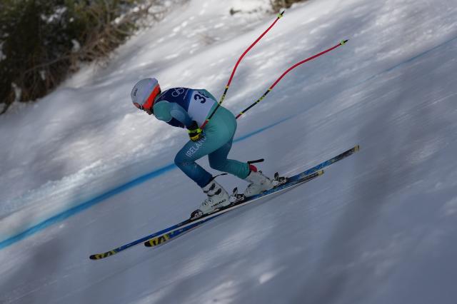 (260207) -- BORMIO, Feb. 7, 2026 (Xinhua) -- Cormac Comerford of Ireland competes during the alpine skiing men's downhill of the Milan-Cortina 2026 Olympic Winter Games in Bormio, Italy, Feb. 7, 2026. (Xinhua/Hu Huhu)