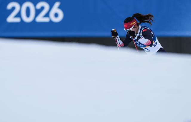 (260207) -- TESERO, Feb. 7, 2026 (Xinhua) -- Wang Yundi of China competes during the Cross-Country Skiing Women's 10km+10km Skiathlon of the Milan-Cortina 2026 Olympic Winter Games in Tesero, Italy, Feb. 7, 2026. (Xinhua/Peng Ziyang)