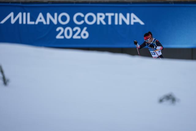 (260207) -- TESERO, Feb. 7, 2026 (Xinhua) -- Wang Yundi of China competes during the Cross-Country Skiing Women's 10km+10km Skiathlon of the Milan-Cortina 2026 Olympic Winter Games in Tesero, Italy, Feb. 7, 2026. (Xinhua/Peng Ziyang)