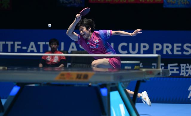 (260207) -- HAIKOU, Feb. 7, 2026 (Xinhua) -- Togami Shunsuke hits a return during the men's singles quarterfinal between Lin Shidong of China and Togami Shunsuke of Japan at the ITTF-ATTU Asian Cup Haikou 2026 table tennis tournament in Haikou, south China's Hainan Province, Feb. 7, 2026. (Xinhua/Yang Guanyu)