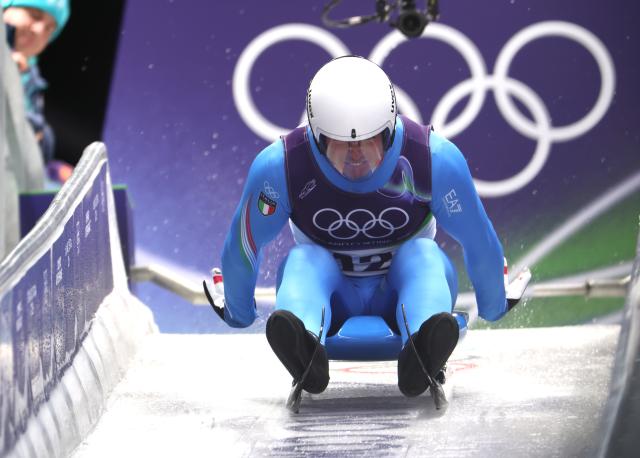 (260207) -- CORTINA D'AMPEZZO, Feb. 7, 2026 (Xinhua) -- Dominik Fischnaller of Italy competes during the luge men's singles run 1 at the Milan-Cortina 2026 Olympic Winter Games in Cortina, Italy, Feb. 7, 2026. (Xinhua/Ding Xu)
