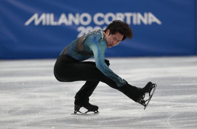 (260207) -- MILAN, Feb. 7, 2026 (Xinhua) -- Jin Boyang of China competes during the short program of men single skating for figure skating team event at the Milan-Cortina 2026 Olympic Winter Games in Milan, Italy, Feb. 7, 2026. (Xinhua/Cheng Min)