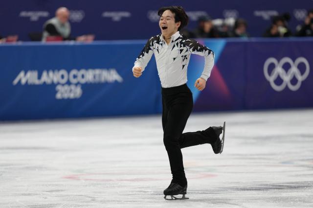 (260207) -- MILAN, Feb. 7, 2026 (Xinhua) -- Kagiyama Yuma of Japan competes during the short program of men single skating for figure skating team event at the Milan-Cortina 2026 Olympic Winter Games in Milan, Italy, Feb. 7, 2026. (Xinhua/Cheng Min)