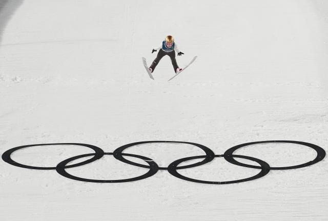 (260207) -- PREDAZZO, Feb. 7, 2026 (Xinhua) -- Nika Prevc of Slovenia competes during the ski jumping women's normal hill individual at the Milan-Cortina 2026 Olympic Winter Games in Predazzo, Italy, Feb. 7, 2026. (Xinhua/Meng Yongmin)