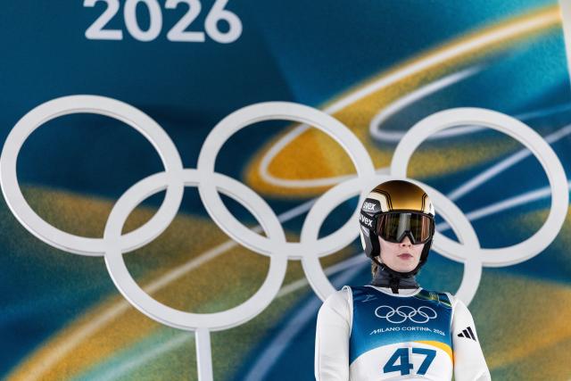 (260208) -- PREDAZZO, Feb. 8, 2026 (Xinhua) -- Anna Odine Stroem of Norway competes during the Ski Jumping Women's Normal Hill Individual of the 2026 Milan-Cortina Winter Olympics in Predazzo, Italy, Feb. 7, 2026. (Xinhua/Huang Wei)