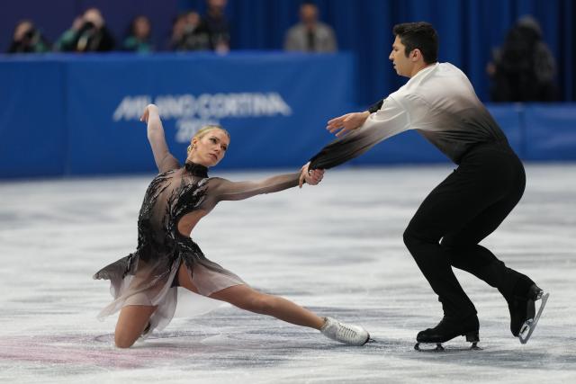 (260208) -- MILAN, Feb. 8, 2026 (Xinhua) -- Marjorie Lajoie (L)/Zachary Lagha of Canada perform during the free dance of ice dance skating for figure skating team event at the Milan-Cortina 2026 Olympic Winter Games in Milan, Italy, Feb. 7, 2026. (Xinhua/Cheng Min)