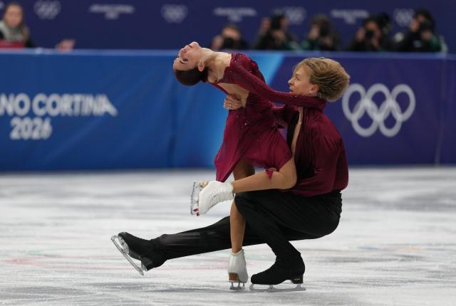 (260208) -- MILAN, Feb. 8, 2026 (Xinhua) -- Diana Davis (L)/Gleb Smolkin of Georgia perform during the free dance of ice dance skating for figure skating team event at the Milan-Cortina 2026 Olympic Winter Games in Milan, Italy, Feb. 7, 2026. (Xinhua/Cheng Min)