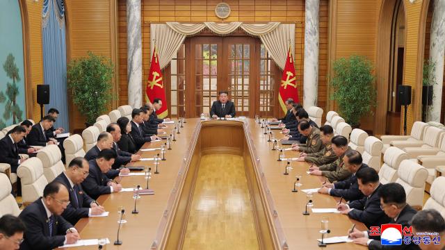 (260208) -- PYONGYANG, Feb. 8, 2026 (Xinhua) -- This photo provided by the Korean Central News Agency (KCNA) shows a meeting of the Political Bureau of the Workers' Party of Korea (WPK) Central Committee.
  The WPK will convene the 9th congress in late February in Pyongyang, the KCNA reported Sunday.
  During a meeting held on Saturday, the Political Bureau of the WPK Central Committee adopted the decision with unanimous approval, according to the report. (KCNA/Handout via Xinhua)
