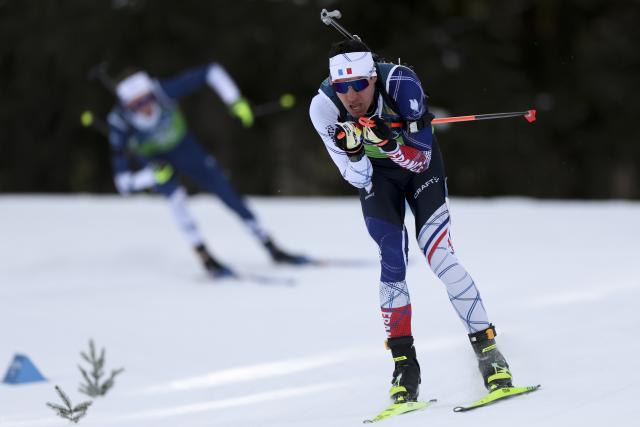 (260208) -- ANTERSELVA, Feb. 8, 2026 (Xinhua) -- Quentin Fillon Maillet of France competes during the biathlon mixed relay 4 x 6km (M+W) at the Milan-Cortina 2026 Olympic Winter Games in Anterselva, Italy, Feb. 8, 2026. (Xinhua/Zhang Tao)
