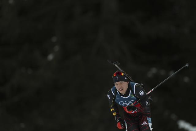 (260208) -- ANTERSELVA, Feb. 8, 2026 (Xinhua) -- Justus Strelow of Germany competes during the biathlon mixed relay 4 x 6km (M+W) at the Milan-Cortina 2026 Olympic Winter Games in Anterselva, Italy, Feb. 8, 2026. (Xinhua/Zhang Tao)