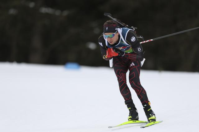 (260208) -- ANTERSELVA, Feb. 8, 2026 (Xinhua) -- Philipp Nawrath of Germany competes during the biathlon mixed relay 4 x 6km (M+W) at the Milan-Cortina 2026 Olympic Winter Games in Anterselva, Italy, Feb. 8, 2026. (Xinhua/Zhang Tao)