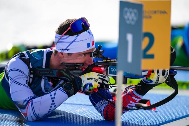 (260208) -- ANTERSELVA, Feb. 8, 2026 (Xinhua) -- Quentin Fillon Maillet of France competes during the biathlon mixed relay 4 x 6km (M+W) at the Milan-Cortina 2026 Olympic Winter Games in Anterselva, Italy, Feb. 8, 2026. (Xinhua/Jiang Han)