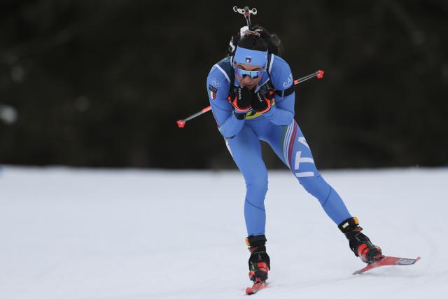 (260208) -- ANTERSELVA, Feb. 8, 2026 (Xinhua) -- Dorothea Wierer of Italy competes during the biathlon mixed relay 4 x 6km (M+W) at the Milan-Cortina 2026 Olympic Winter Games in Anterselva, Italy, Feb. 8, 2026. (Xinhua/Zhang Tao)