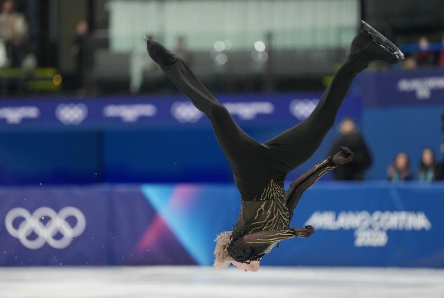 (260208) -- MILAN, Feb. 8, 2026 (Xinhua) -- Ilia Malinin of United States competes during the figure skating team event men single skating free skating of the Milan-Cortina 2026 Olympic Winter Games in Milan, Italy, Feb. 8, 2026. (Xinhua/Xue Yuge)