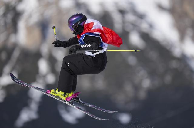 (260209) -- LIVIGNO, Feb. 9, 2026 (Xinhua) -- Mathilde Gremaud of Switzerland competes during the freestyle skiing women's freeski slopestyle final at the Milan-Cortina 2026 Olympic Winter Games in Livigno, Italy, Feb. 9, 2026. (Xinhua/Xia Yifang)