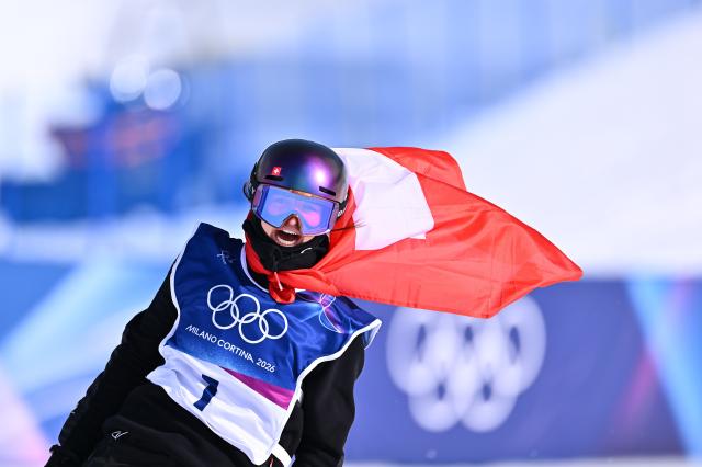 (260209) -- LIVIGNO, Feb. 9, 2026 (Xinhua) -- Mathilde Gremaud of Switzerland reacts during the freestyle skiing women's freeski slopestyle final at the Milan-Cortina 2026 Olympic Winter Games in Livigno, Italy, Feb. 9, 2026. (Xinhua/Zhang Hongxiang)