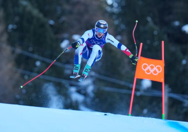 (260209) -- BORMIO, Feb. 9, 2026 (Xinhua) -- Jan Zabystran of the Czech Republic competes during the alpine skiing men's team combined at the Milan-Cortina 2026 Olympic Winter Games in Bormio, Italy, Feb. 9, 2026. (Xinhua/Hu Huhu)