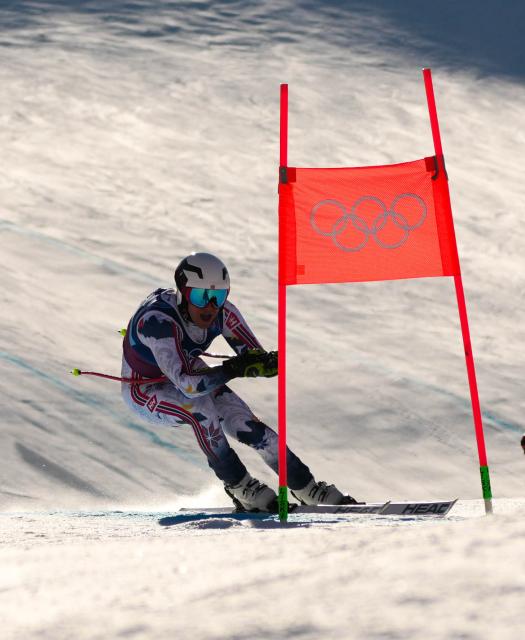 (260209) -- BORMIO, Feb. 9, 2026 (Xinhua) -- Simen Sellaeg of Norway 2 competes during the alpine skiing men's team combined at the Milan-Cortina 2026 Olympic Winter Games in Bormio, Italy, Feb. 9, 2026. (Xinhua/Yan Linyun)