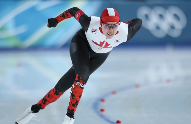 (260209) -- MILAN, Feb. 9, 2026 (Xinhua) -- Beatrice Lamarche of Canada competes during the match of speed skating women's 1000m at the Milan-Cortina 2026 Olympic Winter Games in Milan, Italy, Feb. 9, 2026. (Xinhua/Li Jing)