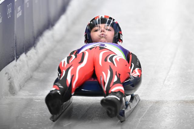 (260209) -- CORTINA D'AMPEZZO, Feb. 9, 2026 (Xinhua) -- Hannah Prock of Austria competes during the luge women's singles run 1 at the Milan-Cortina 2026 Olympic Winter Games in Cortina, Italy, Feb. 9, 2026. (Xinhua/Lian Yi)