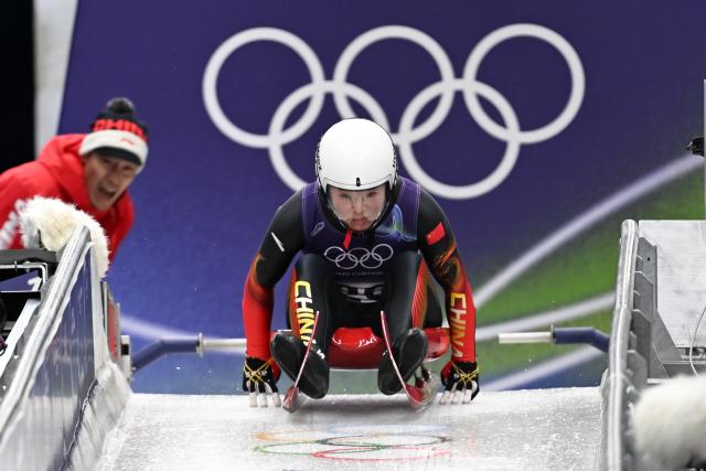 (260209) -- CORTINA D'AMPEZZO, Feb. 9, 2026 (Xinhua) -- Wang Peixuan of China competes during the luge women's singles run 1 at the Milan-Cortina 2026 Olympic Winter Games in Cortina, Italy, Feb. 9, 2026. (Xinhua/Lian Yi)