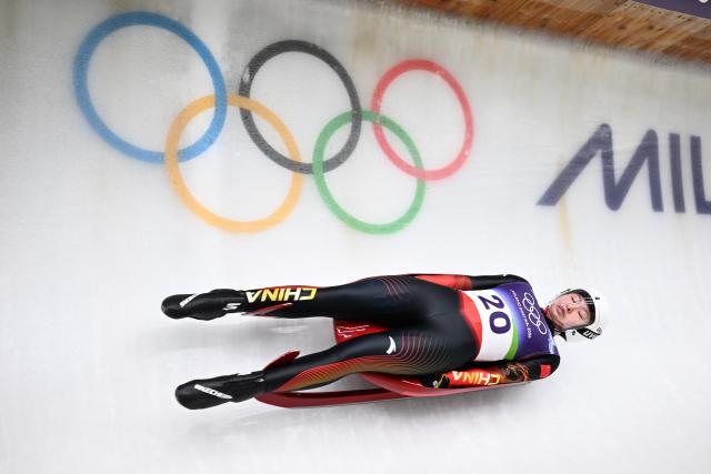 (260209) -- CORTINA D'AMPEZZO, Feb. 9, 2026 (Xinhua) -- Ashley Farquharson competes during the luge women's singles run 2 at the Milan-Cortina 2026 Olympic Winter Games in Cortina, Italy, Feb. 9, 2026. (Xinhua/Lian Yi)