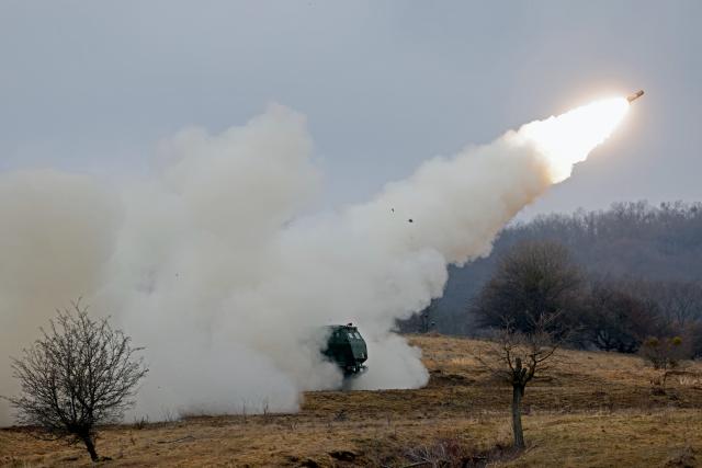 (260210) -- BEIJING, Feb. 10, 2026 (Xinhua) -- This photo shows a scene of the Dynamic Front 26 military exercise at the Cincu Training Area in Cincu, Brasov County, Romania, on Feb. 9, 2026. (Photo by Cristian Cristel/Xinhua)
