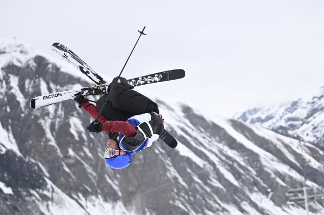 (260210) -- LIVIGNO, Feb. 10, 2026 (Xinhua) -- Matej Svancer of Austria competes during the freestyle skiing men's freeski slopestyle final at the Milan-Cortina 2026 Olympic Winter Games in Livigno, Italy, Feb. 10, 2026. (Xinhua/Xia Yifang)