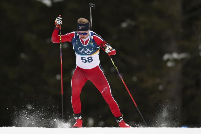 (260210) -- ANTERSELVA, Feb. 10, 2026 (Xinhua) -- Johan-Olav Botn of Norway competes during the biathlon men's 20km individual at the Milan-Cortina 2026 Olympic Winter Games in Anterselva, Italy, Feb. 10, 2026. (Xinhua/Zhang Tao)