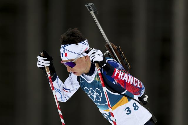 (260210) -- ANTERSELVA, Feb. 10, 2026 (Xinhua) -- Eric Perrot of France competes during the biathlon men's 20km individual at the Milan-Cortina 2026 Olympic Winter Games in Anterselva, Italy, Feb. 10, 2026. (Xinhua/Zhang Tao)