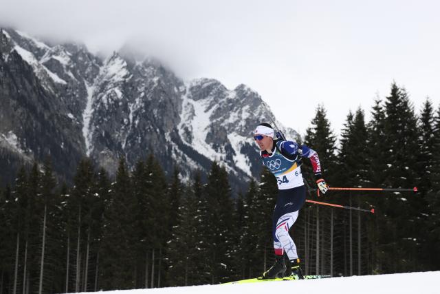 (260210) -- ANTERSELVA, Feb. 10, 2026 (Xinhua) -- Quentin Fillon Maillet of France competes during the biathlon men's 20km individual at the Milan-Cortina 2026 Olympic Winter Games in Anterselva, Italy, Feb. 10, 2026. (Xinhua/Zhang Tao)