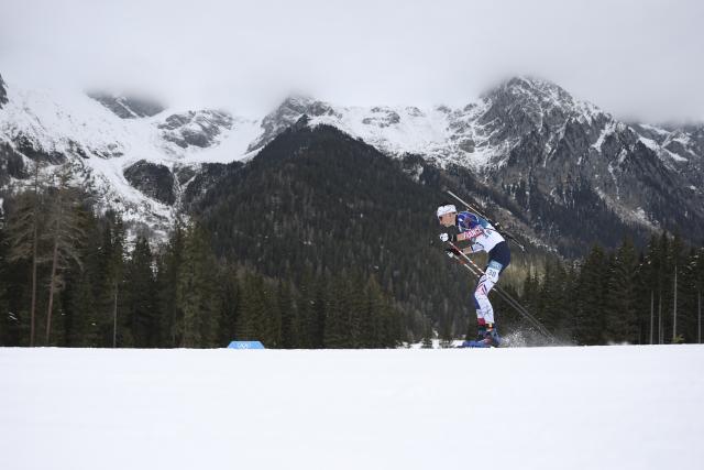 (260210) -- ANTERSELVA, Feb. 10, 2026 (Xinhua) -- Eric Perrot of France competes during the biathlon men's 20km individual at the Milan-Cortina 2026 Olympic Winter Games in Anterselva, Italy, Feb. 10, 2026. (Xinhua/Zhang Tao)