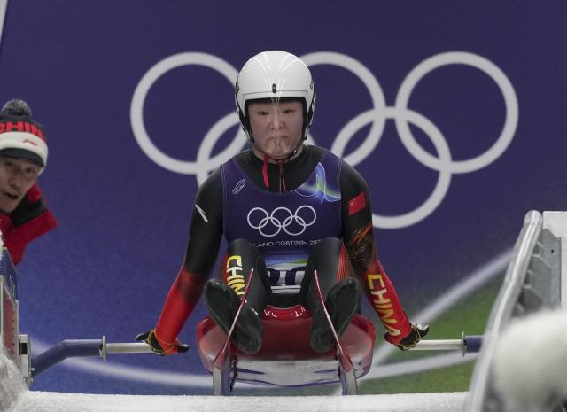 (260210) -- CORTINA D'AMPEZZO, Feb. 10, 2026 (Xinhua) -- Wang Peixuan of China competes during the luge women's singles run 3 at the Milan-Cortina 2026 Olympic Winter Games in Cortina, Italy, Feb. 10, 2026. (Xinhua/Li Gang)