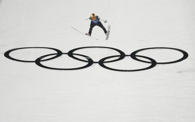 (260210) -- PREDAZZO, Feb. 10, 2026 (Xinhua) -- Domen Prevc of Slovenia competes during the ski jumping mixed team final round match at the Milan-Cortina 2026 Olympic Winter Games in Predazzo, Italy, Feb. 10, 2026. (Xinhua/Huang Wei)