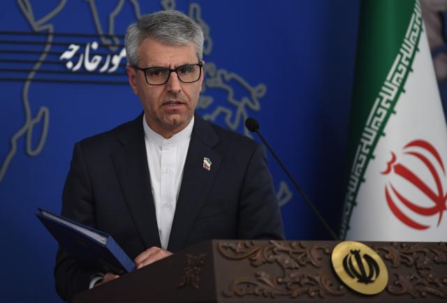 (260210) -- TEHRAN, Feb. 10, 2026 (Xinhua) -- Iranian Foreign Ministry spokesman Esmaeil Baghaei speaks at a weekly press conference in Tehran, Iran, Feb. 10, 2026. Baghaei said on Tuesday that Israel has been the main cause of insecurity and security problems in the region. (Xinhua/Shadati)