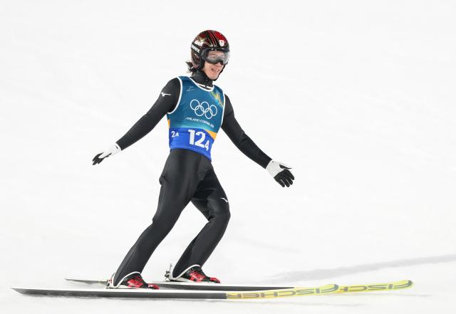 (260210) -- PREDAZZO, Feb. 10, 2026 (Xinhua) -- Nikaido Ren of Japan competes during the ski jumping mixed team final round match at the Milan-Cortina 2026 Olympic Winter Games in Predazzo, Italy, Feb. 10, 2026. (Xinhua/Meng Yongmin)