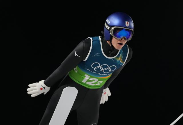 (260210) -- PREDAZZO, Feb. 10, 2026 (Xinhua) -- Kobayashi Ryoyu of Japan competes during the trial round match of ski jumping mixed team at the Milan-Cortina 2026 Olympic Winter Games in Predazzo, Italy, Feb. 10, 2026. (Xinhua/Meng Yongmin)