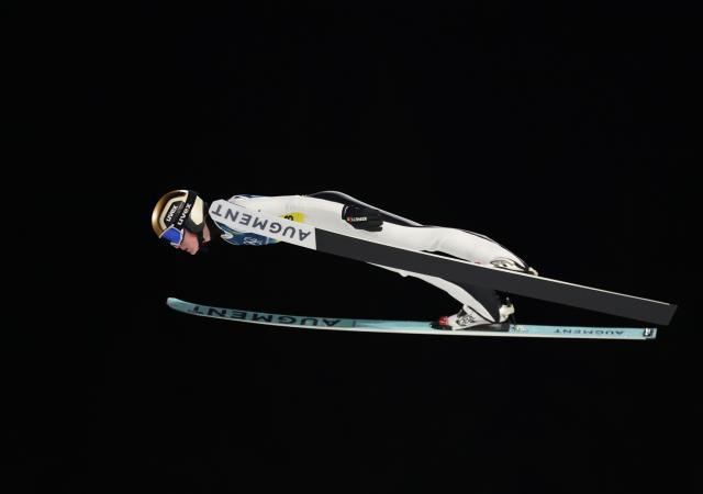 (260210) -- PREDAZZO, Feb. 10, 2026 (Xinhua) -- Eirin Maria Kvandal of Norway competes during the trial round match of ski jumping mixed team at the Milan-Cortina 2026 Olympic Winter Games in Predazzo, Italy, Feb. 10, 2026. (Xinhua/Huang Wei)