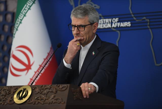 (260211) -- BEIJING, Feb. 11, 2026 (Xinhua) -- Iranian Foreign Ministry spokesman Esmaeil Baghaei speaks at a weekly press conference in Tehran, Iran, Feb. 10, 2026. Baghaei said on Tuesday that Israel has been the main cause of insecurity and security problems in the region. (Xinhua/Shadati)