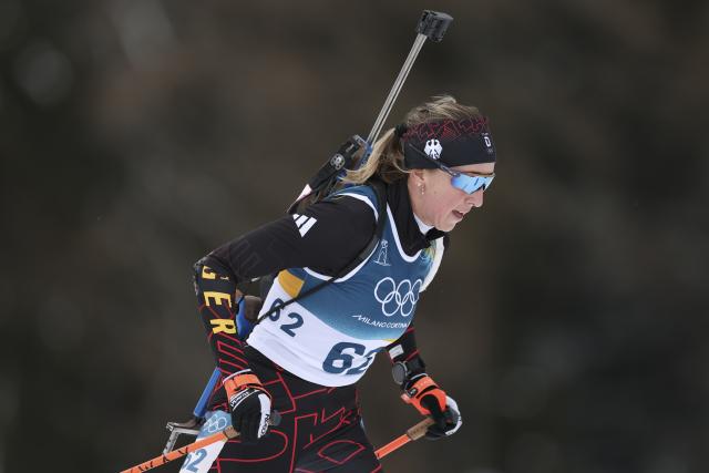 (260211) -- ANTERSELVA, Feb. 11, 2026 (Xinhua) -- Franziska Preuss of Germany competes during the biathlon women's 15km individual match at the Milan-Cortina 2026 Olympic Winter Games in Anterselva, Italy, Feb. 11, 2026. (Xinhua/Zhang Tao)