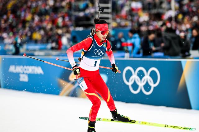 (260211) -- ANTERSELVA, Feb. 11, 2026 (Xinhua) -- Chu Yuanmeng of China competes during the biathlon women's 15km individual match at the Milan-Cortina 2026 Olympic Winter Games in Anterselva, Italy, Feb. 11, 2026. (Xinhua/Jiang Han)