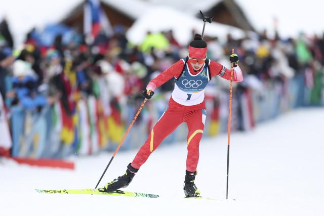 (260211) -- ANTERSELVA, Feb. 11, 2026 (Xinhua) -- Chu Yuanmeng of China competes the biathlon women's 15km individual match at the Milan-Cortina 2026 Olympic Winter Games in Anterselva, Italy, Feb. 11, 2026. (Xinhua/Zhang Tao)